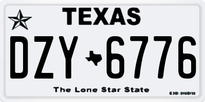 TX license plate DZY6776