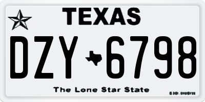TX license plate DZY6798