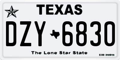 TX license plate DZY6830