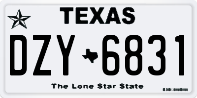 TX license plate DZY6831