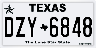 TX license plate DZY6848