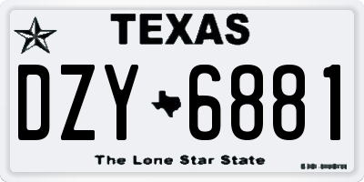 TX license plate DZY6881