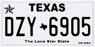 TX license plate DZY6905