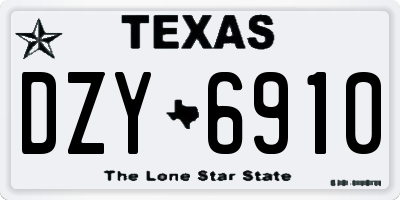 TX license plate DZY6910
