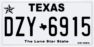 TX license plate DZY6915