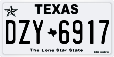 TX license plate DZY6917