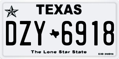 TX license plate DZY6918