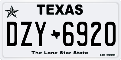 TX license plate DZY6920