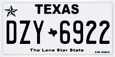 TX license plate DZY6922