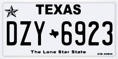 TX license plate DZY6923