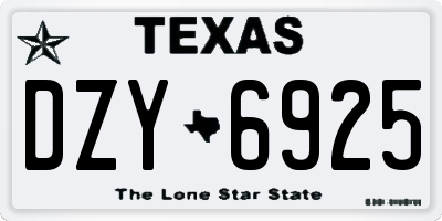 TX license plate DZY6925