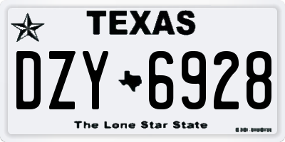 TX license plate DZY6928