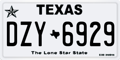 TX license plate DZY6929