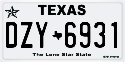 TX license plate DZY6931