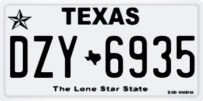 TX license plate DZY6935