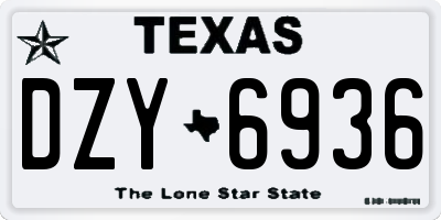 TX license plate DZY6936
