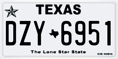 TX license plate DZY6951