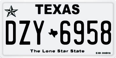 TX license plate DZY6958