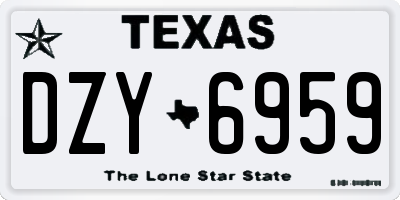 TX license plate DZY6959