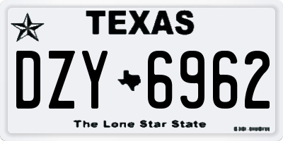 TX license plate DZY6962