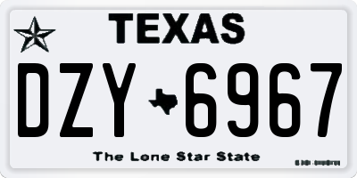 TX license plate DZY6967
