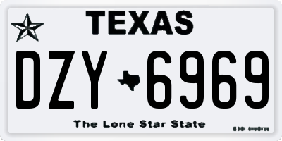 TX license plate DZY6969