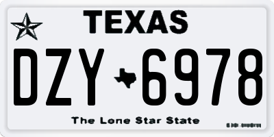 TX license plate DZY6978
