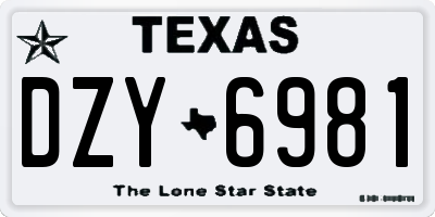 TX license plate DZY6981