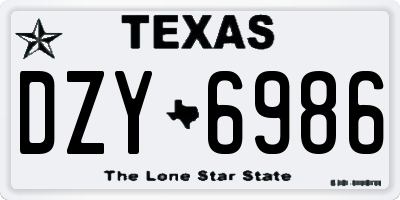 TX license plate DZY6986