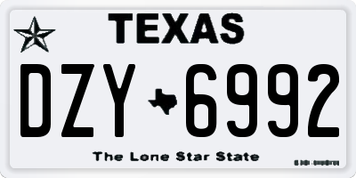TX license plate DZY6992
