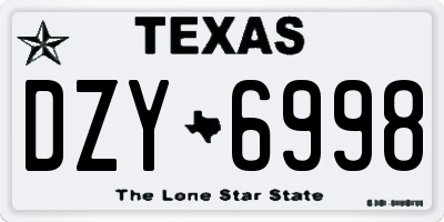 TX license plate DZY6998