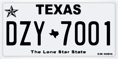 TX license plate DZY7001
