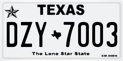 TX license plate DZY7003