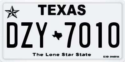 TX license plate DZY7010