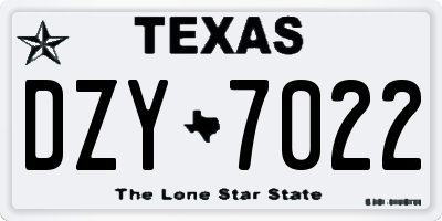 TX license plate DZY7022