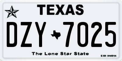 TX license plate DZY7025
