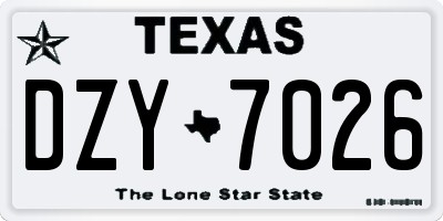 TX license plate DZY7026
