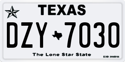 TX license plate DZY7030