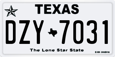 TX license plate DZY7031