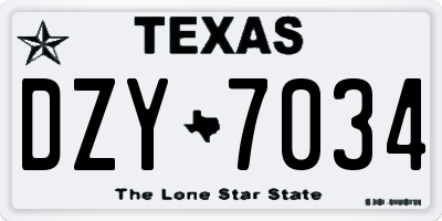 TX license plate DZY7034