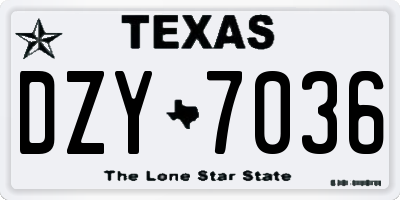 TX license plate DZY7036