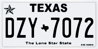 TX license plate DZY7072