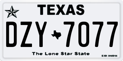 TX license plate DZY7077