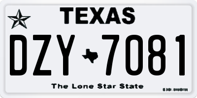 TX license plate DZY7081