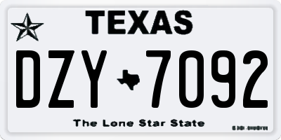 TX license plate DZY7092