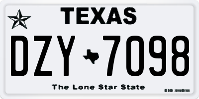 TX license plate DZY7098