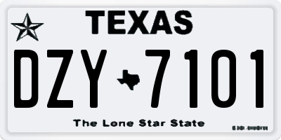 TX license plate DZY7101