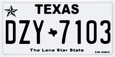 TX license plate DZY7103