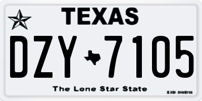 TX license plate DZY7105