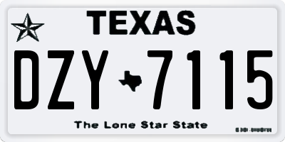 TX license plate DZY7115